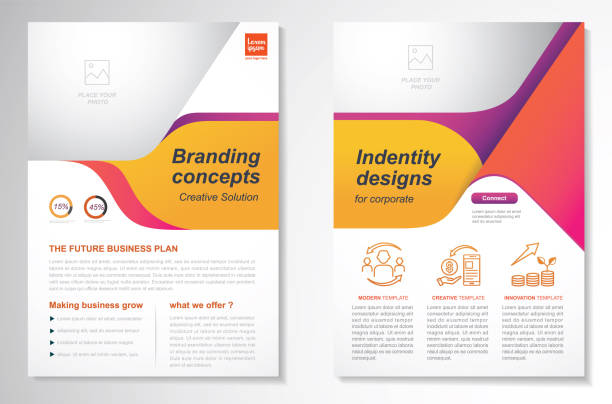 Vector Brochure Flyer design Layout template size A4, Front page and back page, infographics. Easy to use and edit. brochure patterns stock illustrations