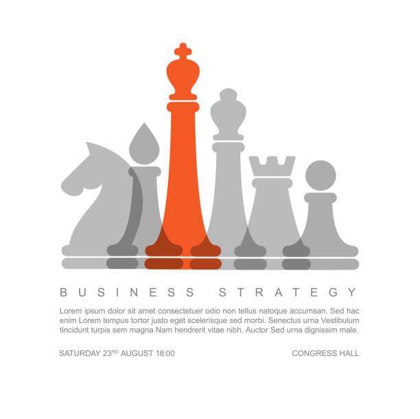 stockillustraties, clipart, cartoons en iconen met vector business strategie concept sjabloon met chess cijfers - schaken