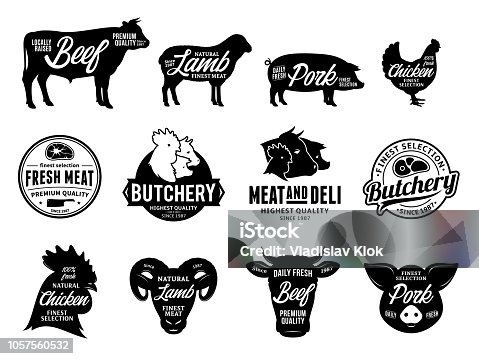 istock Vector butchery labels and farm animals icons 1057560532