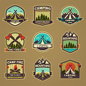 Retro vector vintage camp label graphics. Camping outdoor, adventure and explorer. Simple and nice design. Travel and Exploration the world