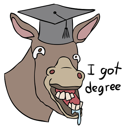 vector cartoon donkey degree stupid