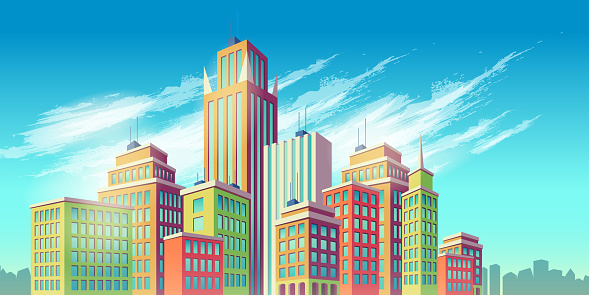 Vector Illustration De Dessin  Anim  Banni re Fond Urbain  Vector Illustration De Dessin  Anim  Banni re Fond Urbain