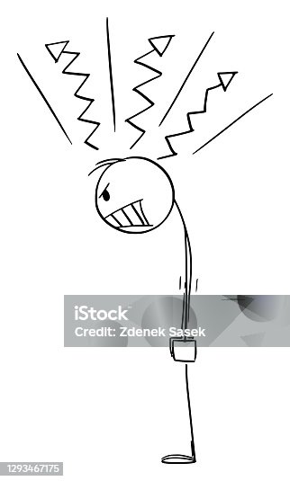 istock Vector Cartoon Illustration of Angry Raging Man or Businessman Looking at Something 1293467175