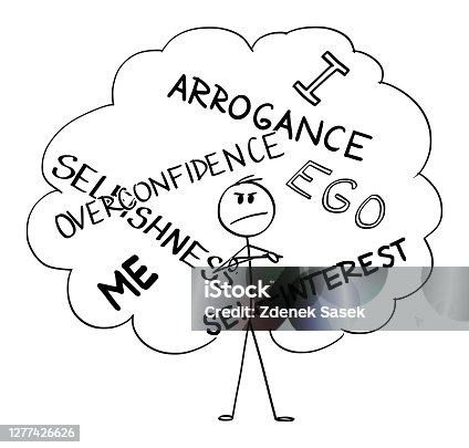 istock Vector Cartoon Illustration of Arrogant, Self-interested, Overconfident and Selfish Man or Businessman 1277426626