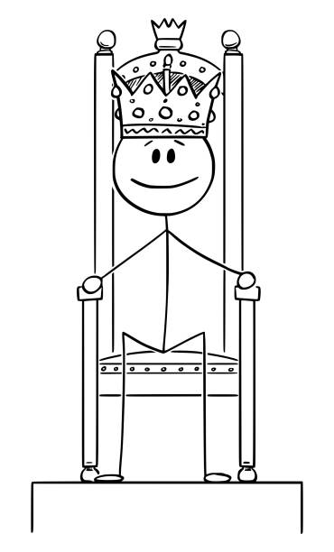 улыбающийся человек или король сидит на королевском троне - cartoon of a ki...