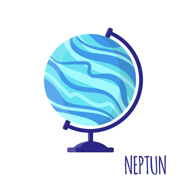 ilustrações de stock, clip art, desenhos animados e ícones de vector cartoon illustration with desktop school neptun globe isolated on white background. - neptun planet