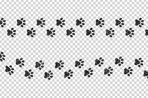 Vector cartoon isolated paw prints for template decoration on the transparent background.