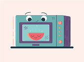 istock Vector cartoon microwave icon in comic style 1306170281