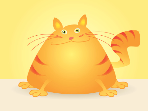 Vector Cartoon of Fat Cat Sitting