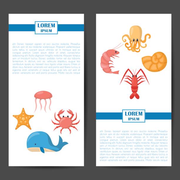 Vector cartoon illustration, sea animals background: crab, octopus,...