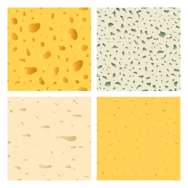 Vector cheese seamless backgrounds or textures Set of vector different types of cheese realistic textures or backgrounds cheddar cheese stock illustrations