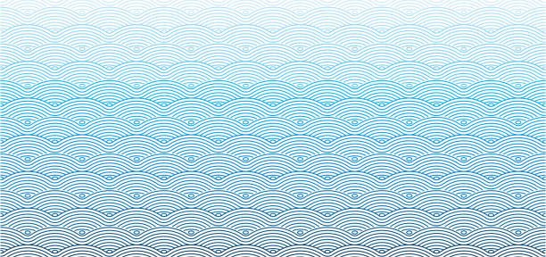 Vector Chinese traditional wave seamless pattern background vector art illustration