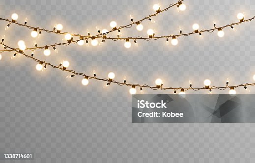 istock Vector Christmas garland on an isolated transparent background. Light, light garland PNG, Christmas decoration. 1338714601
