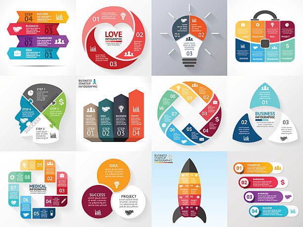Vector circle infographic set. Business diagrams, arrows graphs, startup logo Layout for your options or steps. Abstract template for background. love emotion stock illustrations