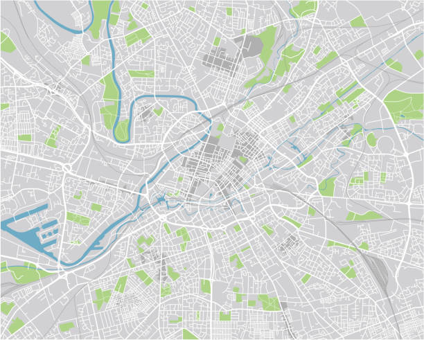 i̇yi organize ayrı katmanları ile vektör şehir haritası manchester. - manchester united stock illustrations