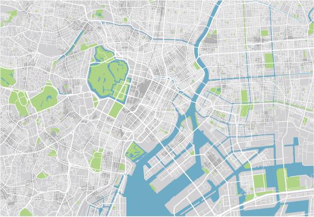 よく組織化された分離層を持つ東京のベクトル都市地図。 - 東京点のイラスト素材／クリップアート素材／マンガ素材／アイコン素材
