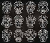 istock Vector Collection of Chalkboard Day of the Dead Skulls 489433168