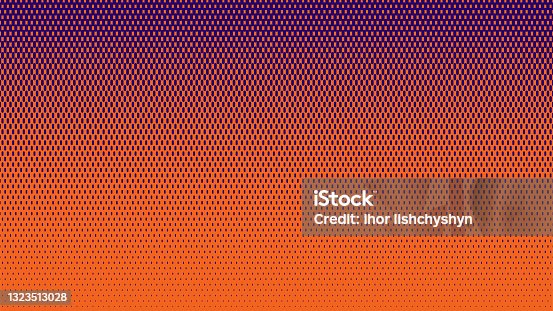 istock Vector color dots background. Abstract halftone texture. Blue particles of different sizes on orange background. 1323513028