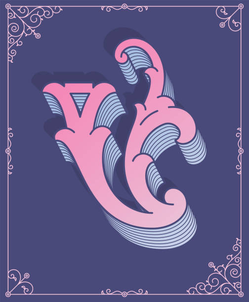 Vector colored letter V It's a colored vector illustration depicting a modern style letter V drawing of a fancy letter v stock illustrations