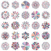 Vector colorful snowflake icon collection