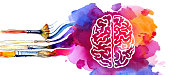 istock Vector colorful watercolor brain, creativity concept illustration 1348769330