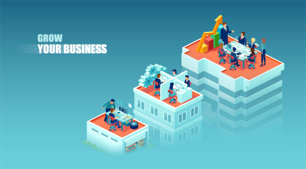 ilustrações, clipart, desenhos animados e ícones de conceito vetorial de crescimento de negócios e sucesso financeiro - grande