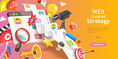 3D Vector Conceptual Illustration of Contect Creating Strategy, Digital Marketing Campaign