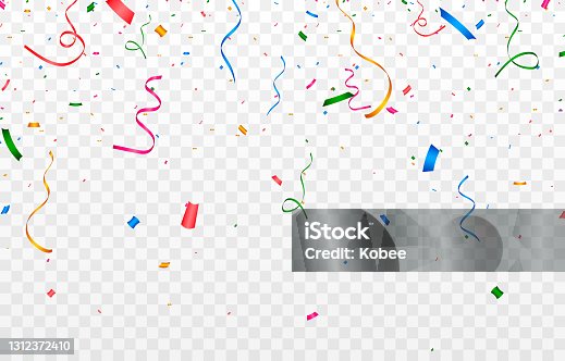 istock Vector confetti. Multicolored confetti falls from the sky. confetti, serpentine, tinsel on a transparent background. Holiday, birthday. 1312372410