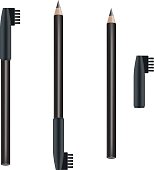 Vector cosmetic pencil. Eye Pencil Package Design Premium Cosmetic Ads mock up template. 3D Realistic Vector Illustration