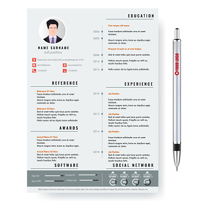 Vector creative minimalist cv resume template with two pages.