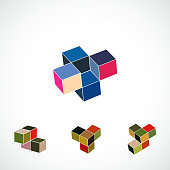Vector cube model pattern icon for design