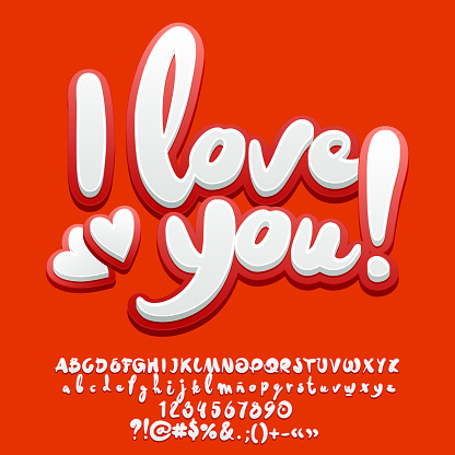 Vector Cute Greeting Card I Love You With Hearts Stock Illustration