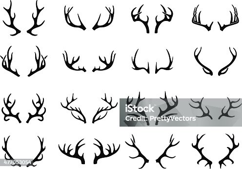 istock Vector deer antlers black icons set 477053054
