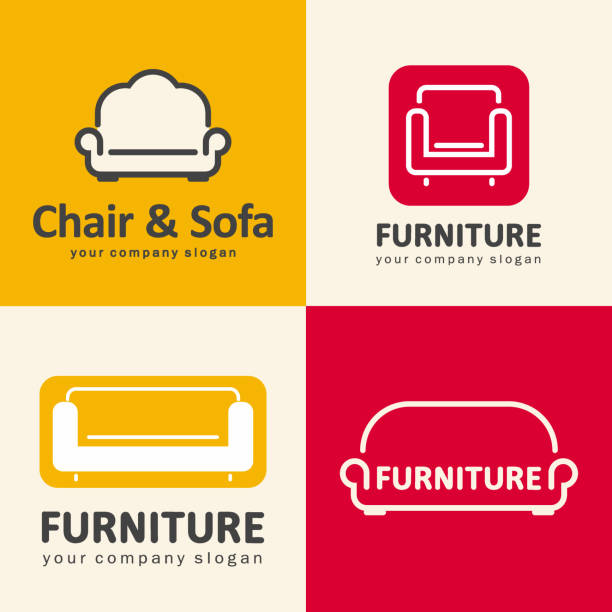 Vector design elements for furniture store. Sofa and chair icons vector art illustration