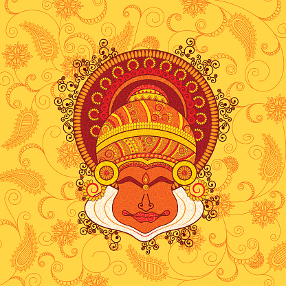 Vector design of kathakali dancer's face