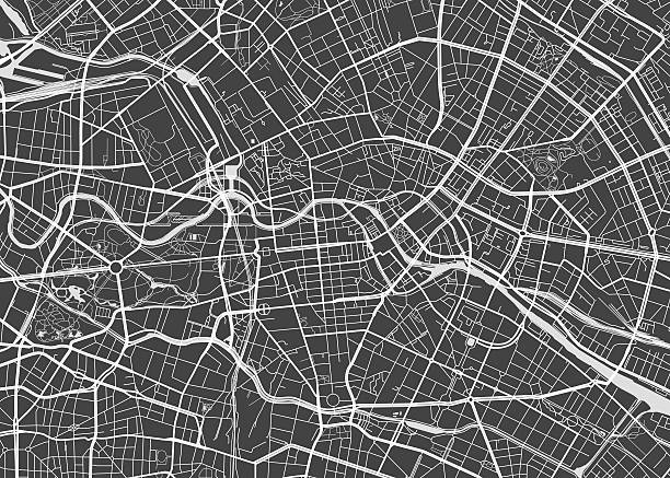 Vector detailed map Berlin Vector detailed map Berlin aerial view stock illustrations