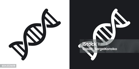 istock Vector DNA icon. Two-tone version on black and white background 654332608