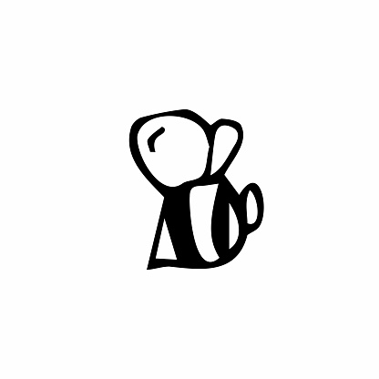 Vector doodle cartoon little bee. Simple icon