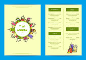 Banner and poster vector with doodle smoothie cafe or restaurant menu template illustration