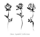 Vector doodle style minimalism rose flower sketches line art hand drawing  icon handmade illustration collection