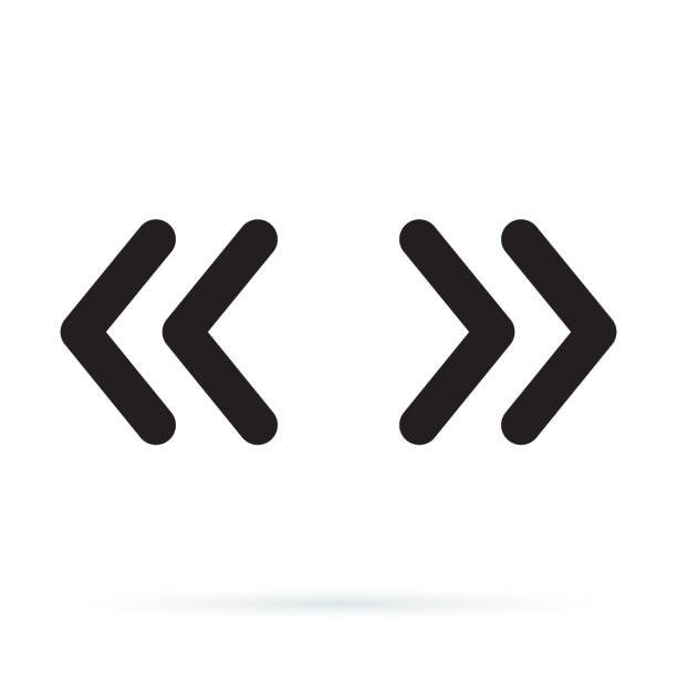 Vector double rounded chevron arrows. Fast forward, skip or next and previous sidebar tab icon. Vector double rounded chevron arrows. Fast forward, skip or next and previous sidebar tab icon. Web Symbol isolated on white background sliding stock illustrations