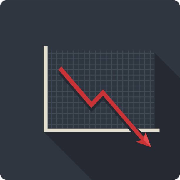 Vector Downturn Icon. Illustration of a chart indicating a market crash and economic downturn. crumble stock illustrations