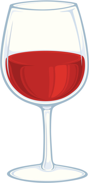 Vector drawing of a glass of red wine on a white background