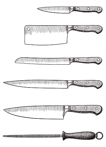Vector drawing of a set of knives