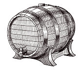 istock Vector drawing of a wine barrel 1306676620