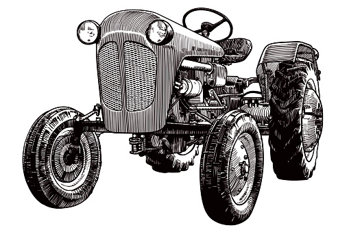 Vector drawing of an old tractor
