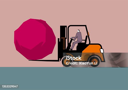 istock Vector drawing of forklift. 1353329547