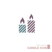 Vector drawn candle icon. Isolated on white background.
