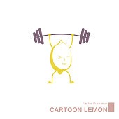 Vector drawn cartoon lemon. Isolated on white background.