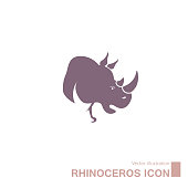 Vector drawn rhino. Isolated on white background.